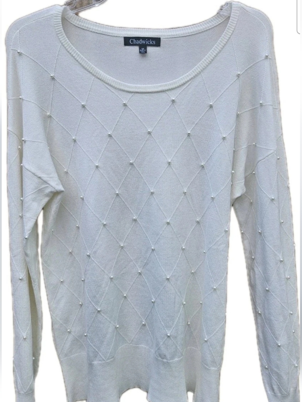 Chadwicks Women's Long Sleeved Pearl Front Sweater Size Medium